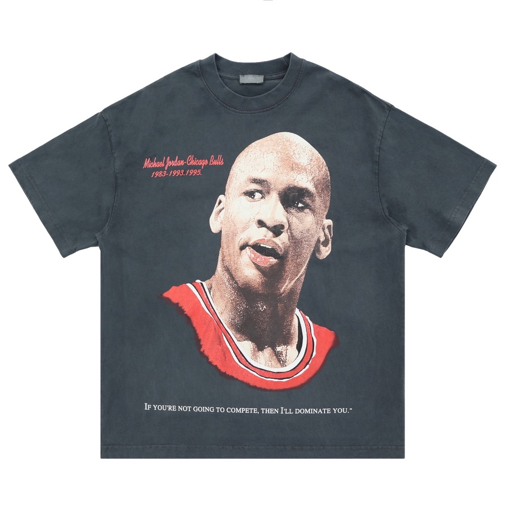 350 gsm cotton Michael Jordan MJ Chicago Bulls Black Graphic T-Shirt